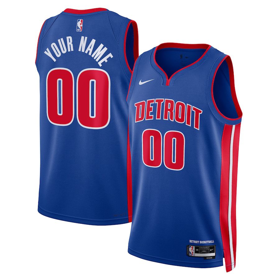 Men Detroit Pistons Nike Blue Icon Edition 2022-23 Swingman Custom NBA Jersey